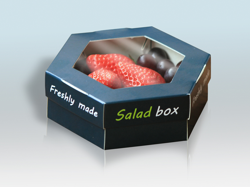 Šestougaona kutija za salatu, zatvorena